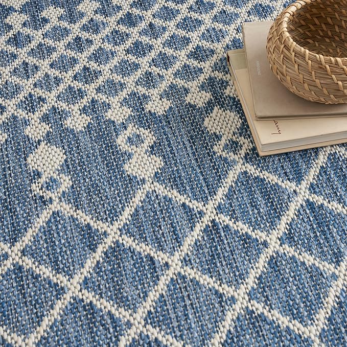Nourison Home Positano Navy Blue 9' x 12' Area Rug - Easy Clean, Non Shedding, Bed Room, Living Room, Dining Room, Kitchen (9' x 12')