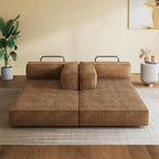 WLIVE 87'' Futon Sofa Bed, Convertible Sleeper Sofa, Folding Pull Out Couch Boneless Mattress with Fixed Frame, Corduroy, with Storage Pocket, Brown