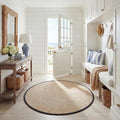 SAFAVIEH Area Rug 6' Round - Natural Fiber Collection - Marble & Dark Grey, Sisal, Woven Design with Border (NF143D)