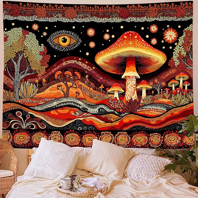 Yeoiat Tapestry Mystical Mushroom Tapestries Fantasy Tapestries Bohemian Forest Wall Tapestry Bedroom Dormitory Living Room Decoration 60"x44"