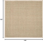 SAFAVIEH Area Rug 9' Square - Natural Fiber Collection - Natural & Ivory, Seagrass, Basketweave Pattern with Border (NF114J)