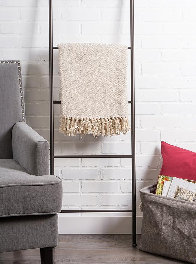 DII Diamond Throw Collection Cotton Woven, 50x60, White