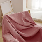 Simple&Opulence Cotton Muslin Throw Blanket 4 Layers for Bed, Couch, Woven Gauze Blanket with Tassels, Soft Lightweight Cozy Pre-Washed Breathable Farmhouse Decoration for All-Season(Dusty Pink)