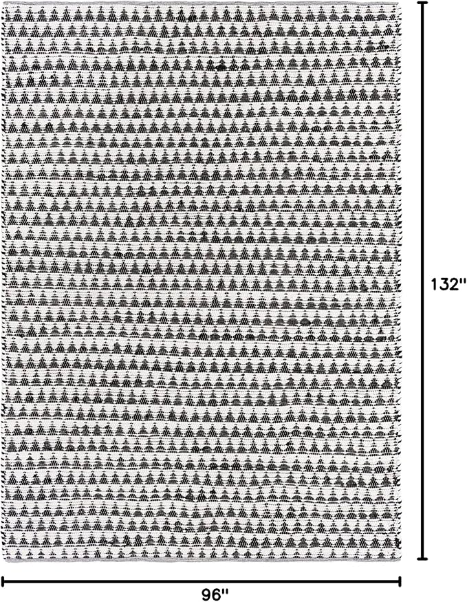 Unique Loom Chindi Jute Collection Area Rug (8' x 11' Rectangle, White Black)