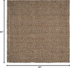 SAFAVIEH Natural Fiber Collection Area Rug - 5' Square, Natural & Black, Handmade Jute, Ideal for High Traffic Areas in Living Room, Bedroom (NF181C)