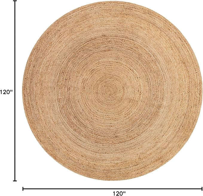 Unique Loom Braided Jute Collection Area Rug - Dhaka (10' Round, Natural)
