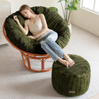 HIGOGOGO Pouf Ottoman Stuffed Round Modern Foam Filled Foot Rest Poufs for Living Room Chair Decorative 26 X 18 Inches Boho Relax Stool for Wedding Christmas Party, Green