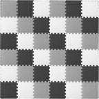 ProSource Foam Puzzle Floor Play Mat for Kids and Babies with Solid Colors, 36 or 16 Interlocking Tiles with Borders, Black/Grey/White