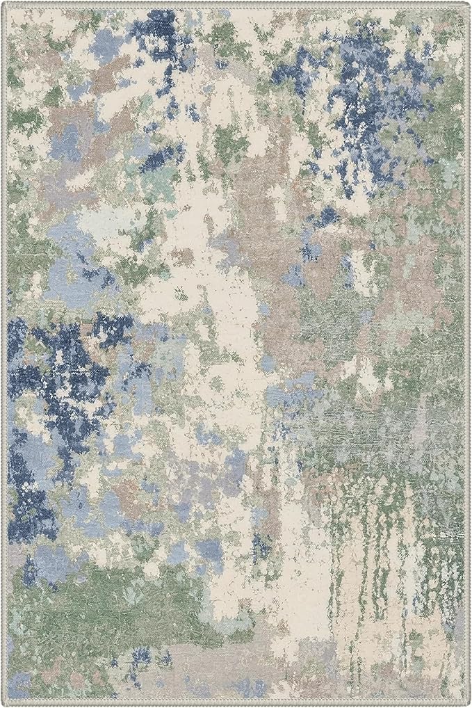 GENIMO 2X3 Washable Modern Doormat, Non-Slip Low Pile Chenille Area Rug, Small Entry Mat for Entrance Hallway Kitchen Bathroom, Sage Mist