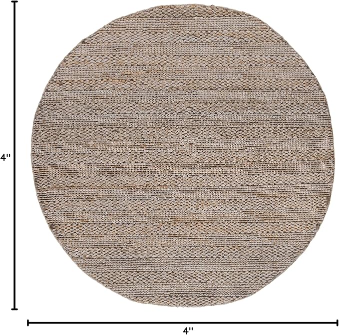 SAFAVIEH Natural Fiber Collection Area Rug - 4' Round, Beige, Handmade Jute, Braided Woven Design, Ideal for Living Room, Bedroom (NF212B)