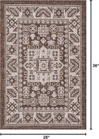 Rugs.com Outdoor Aztec Collection Rug – 2' x 3' Brown Flatweave Rug Perfect for Living Rooms, Large Dining Rooms, Open Floorplans