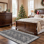 Hallway Washable Runner Rug - 3x6 Kitchen Rugs Entryway Rug Runner Vintage Soft Floor Mat Non Slip Indoor Farmhouse Carpet for Bathroom Living Room Bedroom (3 X 6, Black)