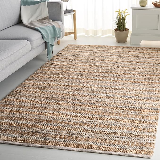 SAFAVIEH Natura Collection Area Rug - 6' x 9', Natural & Brown, Transitional Design, Ideal for High Traffic Areas in Living Room, Bedroom & Dining Room (NAT501T-6)