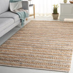 SAFAVIEH Natura Collection Area Rug - 5' x 8', Natural & Brown, Rustic Farmhouse Design, Handmade Wool & Jute, Ideal for The Living Room, Bedroom, Dining Room (NAT501T-5)