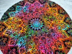 Round Beach Tapestry Turquoise Mandala Throw/Boho Hippie Beach Blanket Roundie/Indian Cotton Bohemian Large Round Table Cloth-Home Decor/Yoga Mat Meditation Picnic Rug (42", Multi Blue)