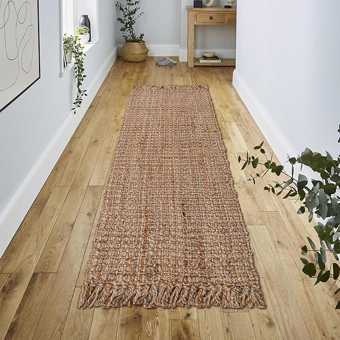 Hausattire Hand Woven Jute Runner Rug 22"x72" - Natural, Reversible Farmhouse Boho Rustic Area Runner Rugs for Hallway, Kitchen, Living Room, Bedroom | 6 Feet Long Decorative Floor Rugs