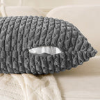 Set of 4 Dark Grey Decorative Throw Pillow Covers 12x20 Inch Corduroy Pillow Covers for Bed Couch Sofa Living Room Soft Cushion Cases