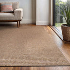 Easy Jute Rug 6x9 Indoor Outdoor Natural Rugs Solid Fiber Rug Woven Area Rug Boho Easy Clean Inside Carpet for Living Room Bedroom Dining Room Hallway or Outdoor Patio Porch (6 X 9 Natural)