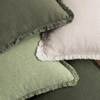 MIULEE Decorative Couch Pillow Covers Neutral Linen Fringe Throw Pillows Set of 4 Boho Farmhouse Accent Cushions for Bed Sofa Living Room Spring Home Decor 18x18 Inch Beige/Sage Green