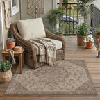 3x5 Easy Jute Outdoor Patio Rug Washable Brown Floral Entrance Area Rug for Living Room Lightweight Non Slip No Sheding Doormat Entryway Farmhouse Bedroom Backyard Kitchen Deck