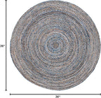 SAFAVIEH Area Rug 3' Round - Cape Cod Collection - Blue & Natural Brown, Handmade Jute & Cotton, Woven Braided Design (CAP202M)