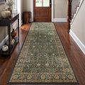 Bavni Washable Rug Runners for Hallways-Vintage Runner Rug 2'6''x10 Low Pile Floral Rugs, Non-Slip Indoor Throw Carpet for Living Room Bedroom Kitchen, Dark Green/Multi