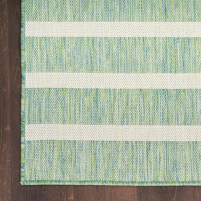 Nourison Home Positano Blue Green Ivory 6' x 9' Area Rug - Easy Clean, Non Shedding, Bed Room, Living Room, Dining Room, Kitchen (6' x 9')