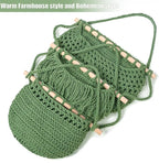 Halidali 3 Tier Hanging Fruit Baskets for Kitchen, Boho Cotton Rope Handwoven Vegetable Hammock Produce Storage Wall Mounted Large Organizing Basket for Farmhouse Decor, Onion, Potato (Green)