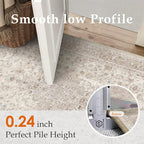 Beige Area Rug 8x10 for Living Room Washable Vintage Carpet Low Pile Non Slip Distressed Soft Traditional Retro Oriental Large Accent Throw Rug Office Bedroom Dining Room Playroom