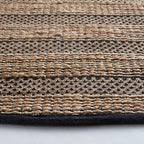 SAFAVIEH Natural Fiber Collection Area Rug - 7' Round, Black & Natural, Handmade Boho Farmhouse Rustic Jute & Cotton, Ideal for High Traffic Areas in Living Room, Bedroom (NFB654Z)