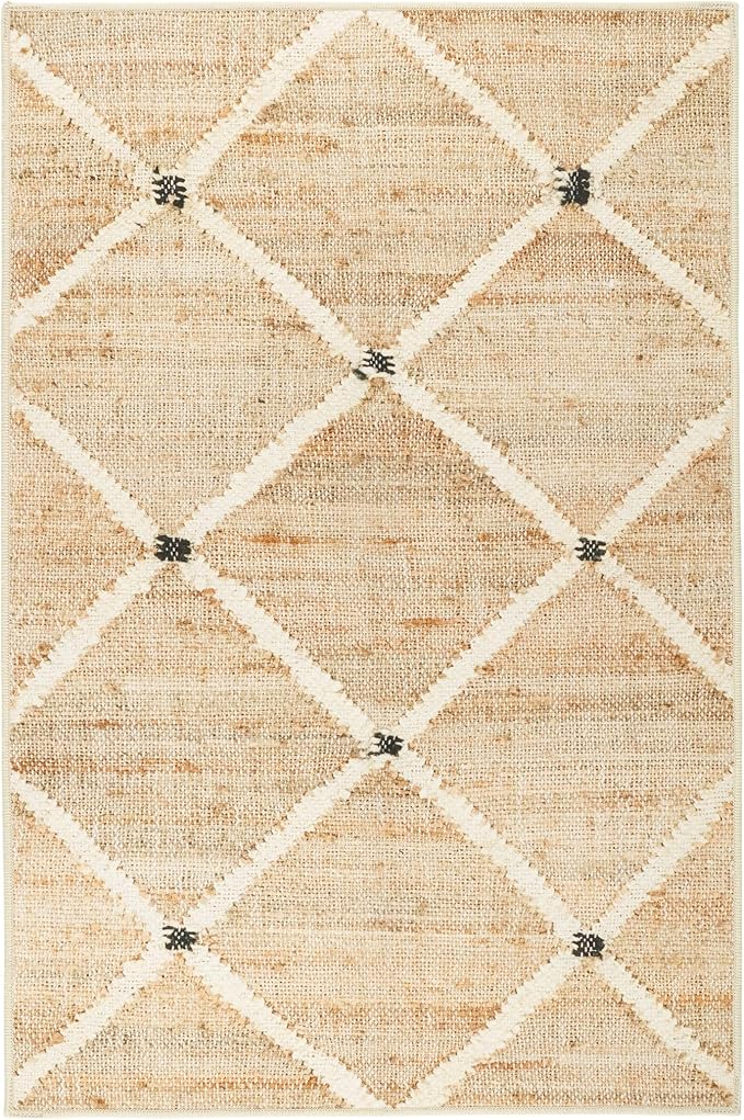 Dash and Albert Kali, Natural, 2' x 3', Diamond, Soft and Cozy, High Traffic, Lightweight, Anti-Slip, Durable, Machine Washable Area Rug for Bedroom, Living Room, Dining, Den, Foyer, Entryway