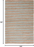 SAFAVIEH Natural Fiber Collection Area Rug - 10' x 14', Teal & Natural, Handmade Flat Weave Stripe Jute & Cotton Jute, Ideal for High Traffic Areas in Living Room, Bedroom (NFB655K)