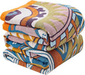 Boho Blanket Soft Muslin BohoThrow Blanket, 100% Cotton Floral Printed Farmhouse Decor All Season Reversible Rustic Throw for Sofa Couch Chair (Orange, 80"x90")