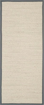SAFAVIEH Natural Fiber Collection Runner Rug - 2'6" x 6', Marble & Dark Grey, Sisal, Woven Design with Border (NF143D)