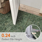 HUGEAR 2x3 Entryway Area Rug Retro Green Small Rug Machine Washable Door Mat Vintage Floral Low Pile Carpet Vacuumable Distressed Throw Rug Entrance Kitchen Bathroom Bedroom Non Slip Lightweight