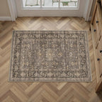 2x3 Washable Area Rug for Entryway Kitchen Vintage Brown Non Slip Low Pile Door Mat Traditional Retro Soft Small Carpet for Bathroom Bedroom Indoor Entrance Dorm