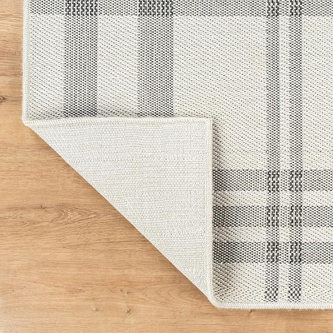 CAMILSON Easy Jute Rug 10x14, Indoor Outdoor Off-White Color Fiber Area Rugs for Living Room Patio and Dining Room Rug, Checkred Boho Woven Design, Easy-Cleaning, Washable Outside Carpet (10 x 14)