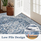 Area Rugs 10x12 Living Room Rug: Washable Rug Soft Vintage Boho Medallion Carpet Indoor Floor Non-Slip Stain Resistant Large Carpets for Bedroom Dining Room Farmhouse Nursery Home Office Blue