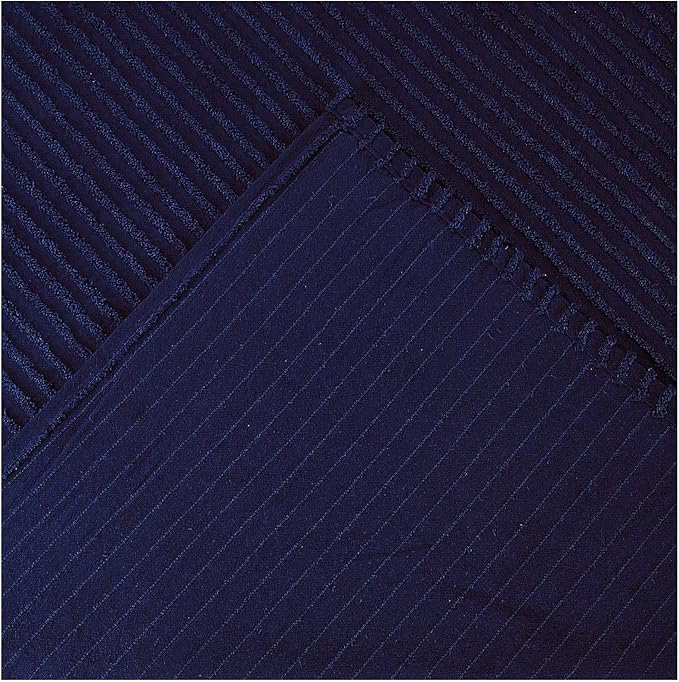 Better Trends Jullian Collection is Super Soft and Light Weight in Bold Stripes Design 100% Cotton Tufted Unique Luxurious Machine Washable Tumble Dry, King Sham, Navy