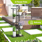BMOSU Bamboo Plant Stand for Indoor Outdoor Plants Corner Tall Plant Shelf 6 Potted Holder Shelf Plant Rack Holder Display Rack(Black)