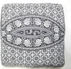 CRAFT KALA Black Elephant Flower Large Hippie Mandala Meditation Floor Ottoman Pillow Cushion Pouf Cover Square Poufs Bohemian Floor Cushion Case Outdoor Fireplace Living Room Decor Cover 16" Square