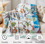 Boho Blanket Soft Muslin BohoThrow Blanket, 100% Cotton Floral Printed Farmhouse Decor All Season Reversible Rustic Throw for Sofa Couch Chair (60"x80")