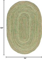 SAFAVIEH Area Rug 6x9 Oval- Cape Cod Collection - Green & Natural Brown, Handmade Jute & Cotton, Woven Braided Design (CAP202Y)
