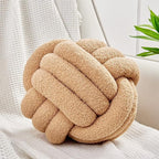 Uvvyui Knot Pillow Ball, Soft Home Decorative Pillows, Round Throw Pillow, Handmade Knotted Plush Pillow, Round Boucle Pillow Cushion (14 Inches Khaki)