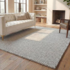 SAFAVIEH Area Rug 8x10 - Natura Collection - Large - Silver, Handmade Wool Blend, Textured Design, Ideal for Living Room, Bedroom, Dining Space (NAT425G)
