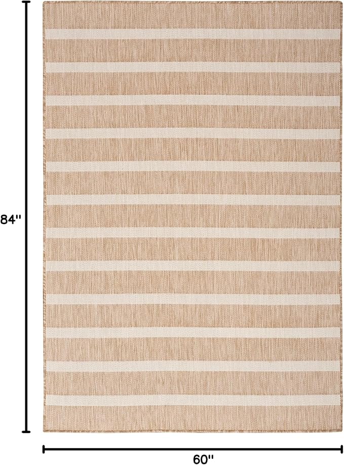 Nourison Home Positano Beige Ivory 5' x 7' Area Rug - Easy Clean, Non Shedding, Bed Room, Living Room, Dining Room, Kitchen (5' x 7')