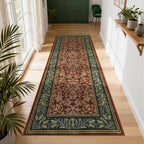 GarveeHome Kitchen Runner Rug 2.5x10 Red Runner Rug Non Slip Washable Runners for Hallways, Boho Vintage Rugs with Rubber Backing Soft Low-Pile Indoor Long Carpet for Entryway Bedroom