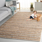 SAFAVIEH Natura Collection Area Rug - 5' x 8', Natural & Brown, Rustic Farmhouse Design, Handmade Wool & Jute, Ideal for The Living Room, Bedroom, Dining Room (NAT501T-5)