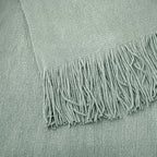 Vonty Sage Green Knitted Blanket with Tassels Fringe 50" x 60", Super Soft Knit Throw Blanket, Farmhouse Decorative Lightweight Blanket for Couch, Sofa, Bed