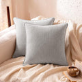 Amazon Basics Faux Linen Throw Pillow Covers with Hidden Zipper Closure, 22 × 22in, Light Gray, Pack of 2